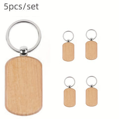 Wooden Tag Keychain Engraving Blank DIY Accessories