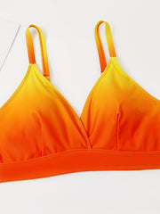 Casual Swimsuit Set Ombre Print Bra, Underwear & Cover Up Skirt
