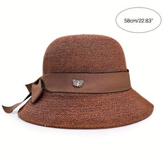Ribbon Bowknot Sun Hat Solid Bucket Classic Summer Sun Shade Beach Hats