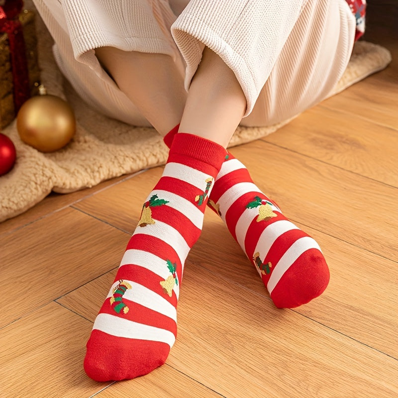 3 Pairs Girls Kids Christmas Socks Cartoon Pattern Crew Socks Children s Socks