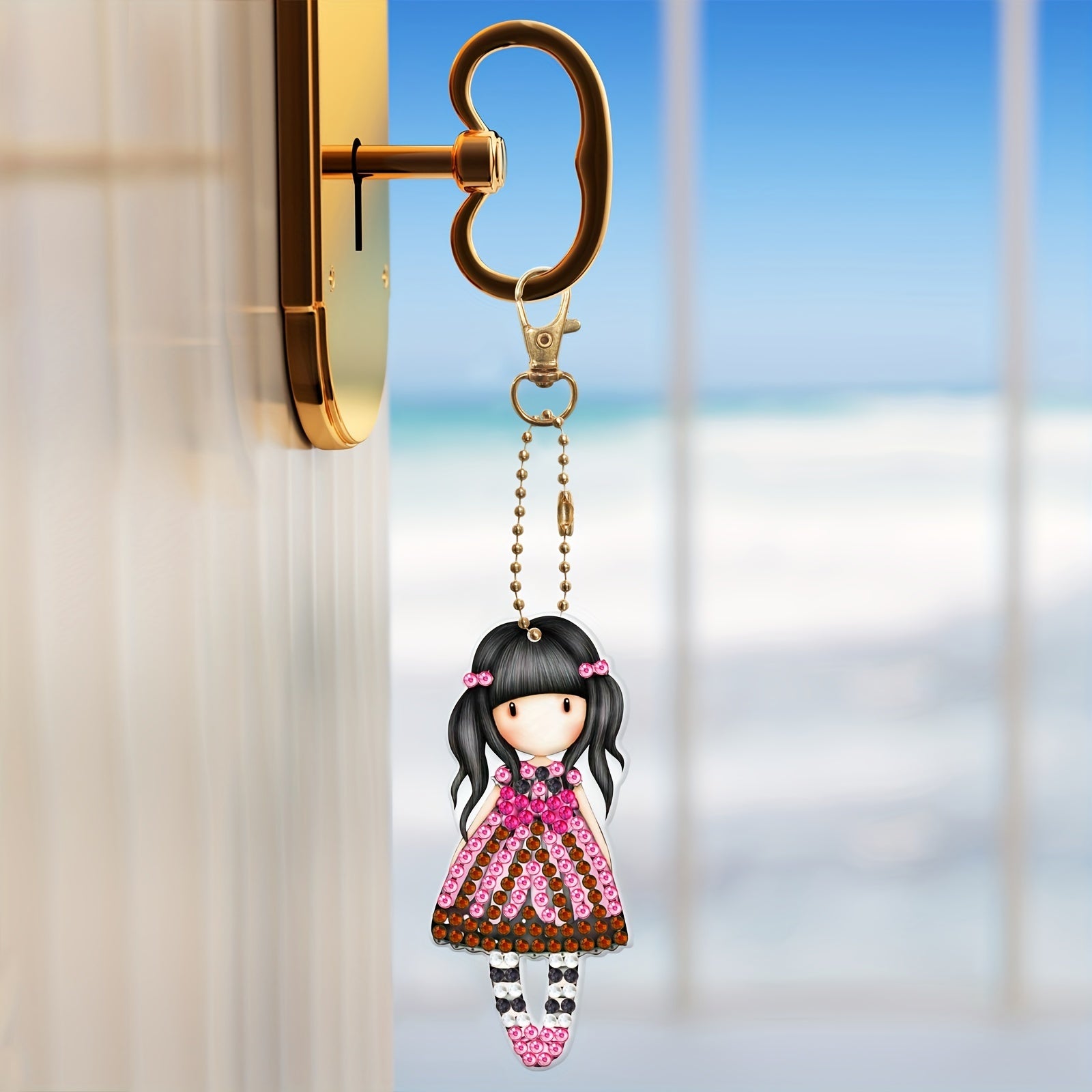 Girl Keychain Cartoon Animal Diamond Mosaic Backpack Pendant Kit