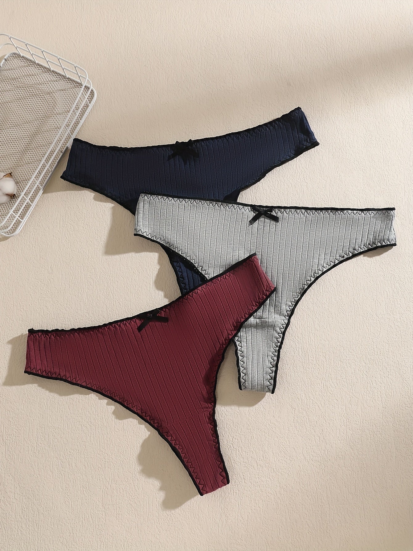 3 Pack Sexy Plus Size Panties Set Seamless Ribbed Knit Briefs