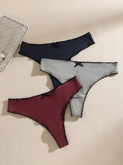 3 Pack Sexy Plus Size Panties Set Seamless Ribbed Knit Briefs