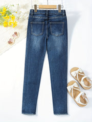 Girls Casual Skinny Slim Fit Denim Long Pants with Pocket Kids Clothing