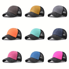 Snapback Trucker Hat Block Grid Baseball Cap Unisex Vintage Peaked Cap Dad Hat