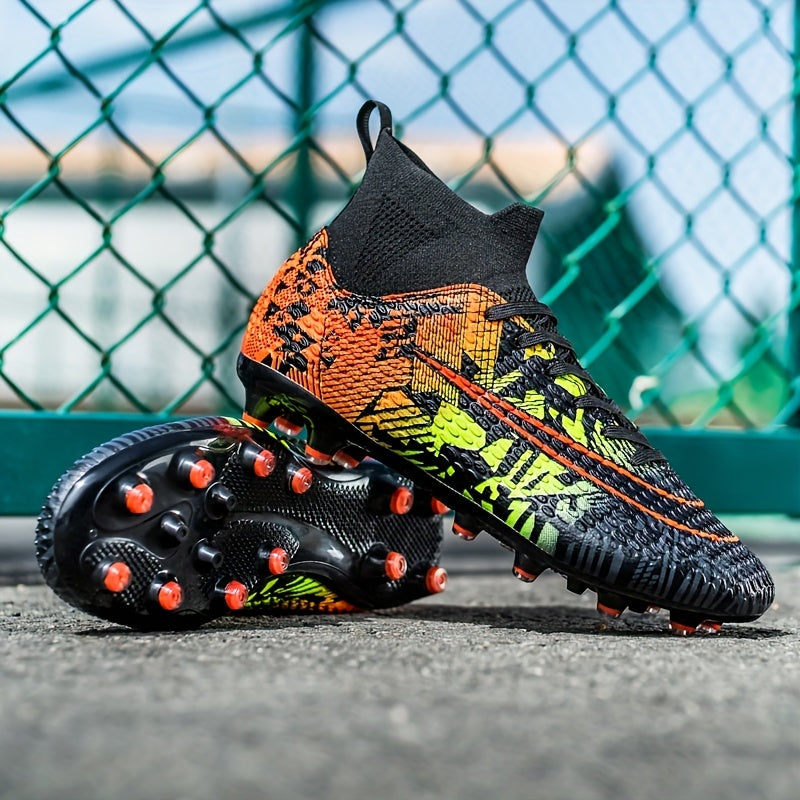 Boys High Top AG Soccer Cleats Lightweight Non Slip Sport Shoes For Kids