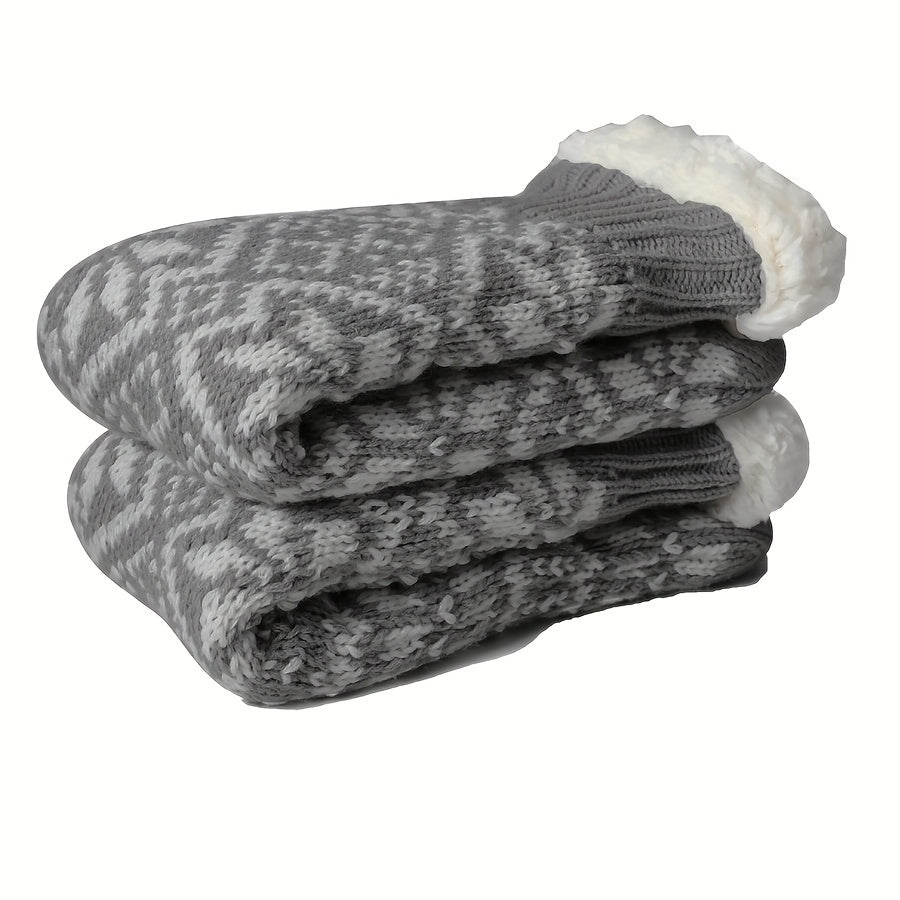Snowflake Print Plush Socks Mid Tube Women's Stockings