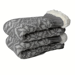Snowflake Print Plush Socks Mid Tube Women's Stockings