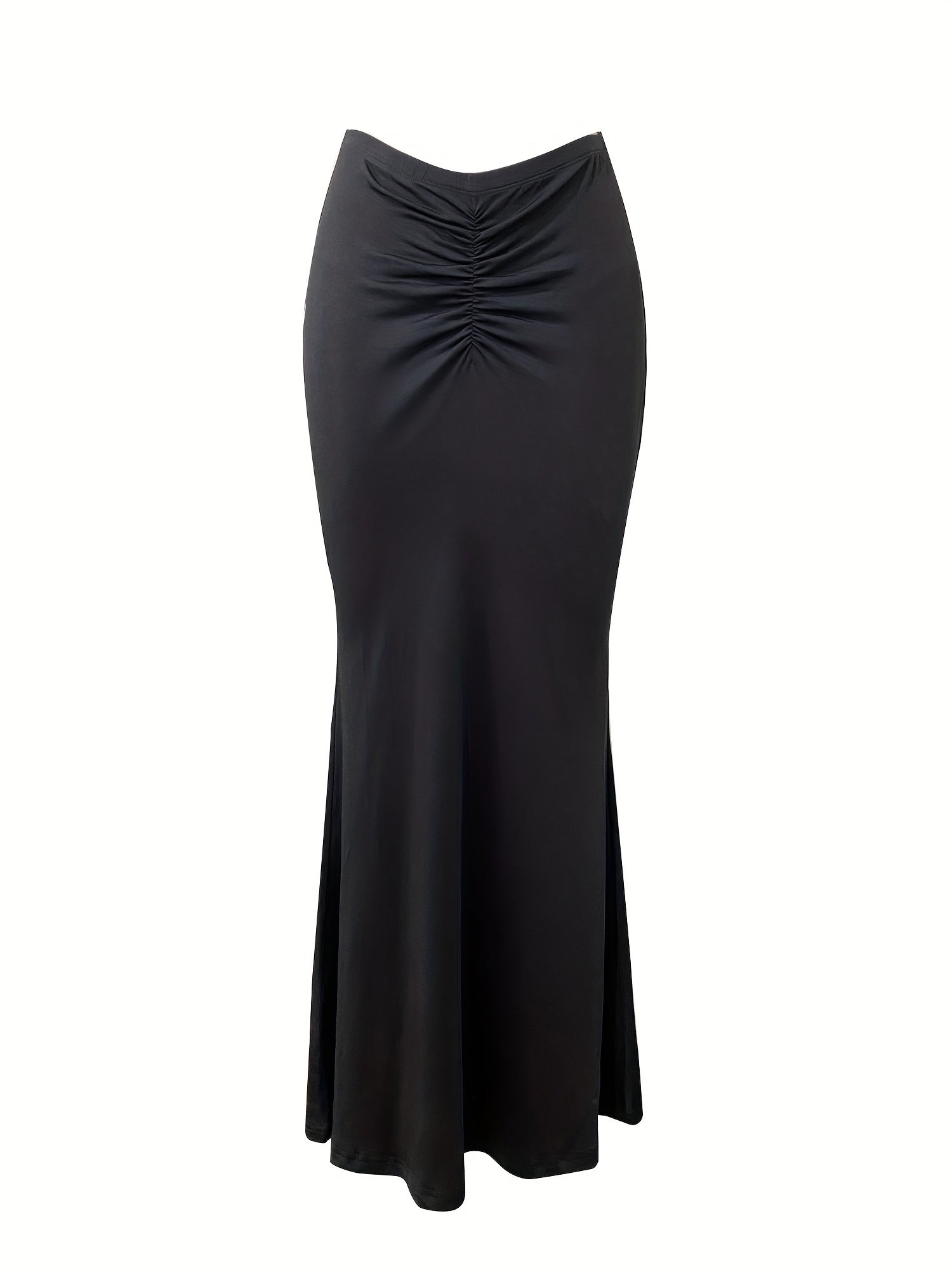 Sexy Ruched Mermaid Skirt Solid Bodycon Maxi Party Skirt