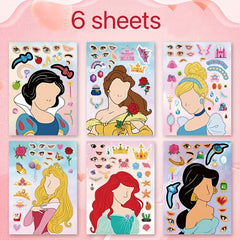 6pcs Princess Dress up Stickers for Kids Handcraft Tattoo Stickers