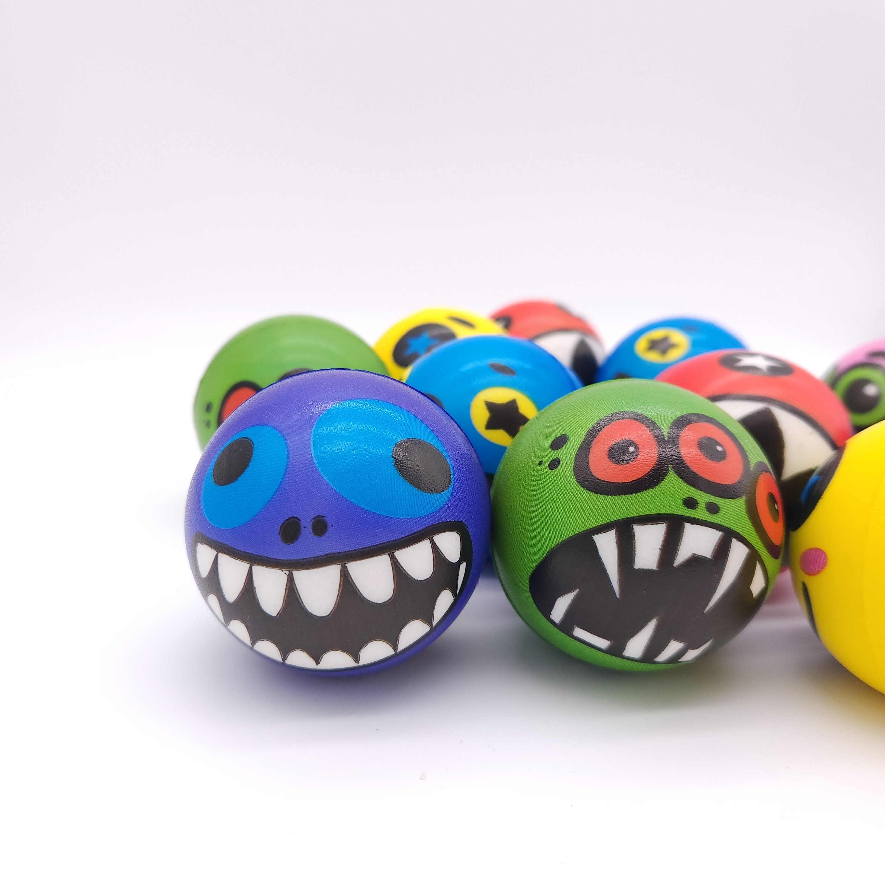 12pcs Cartoon Monster Expression Sponge Balls Interactive Toys