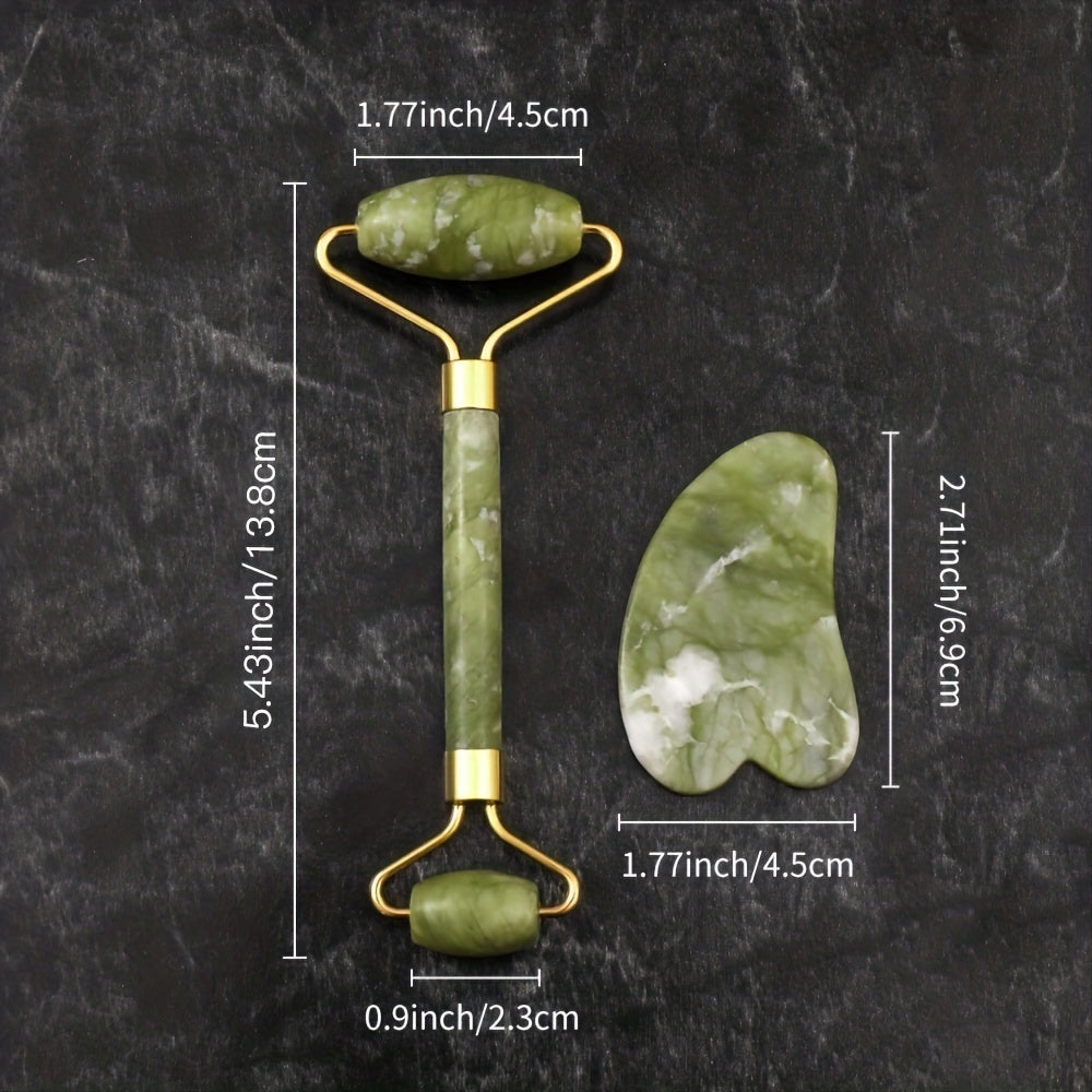 Jade Roller And Gua Sha Tools Set - Skin Care Massager