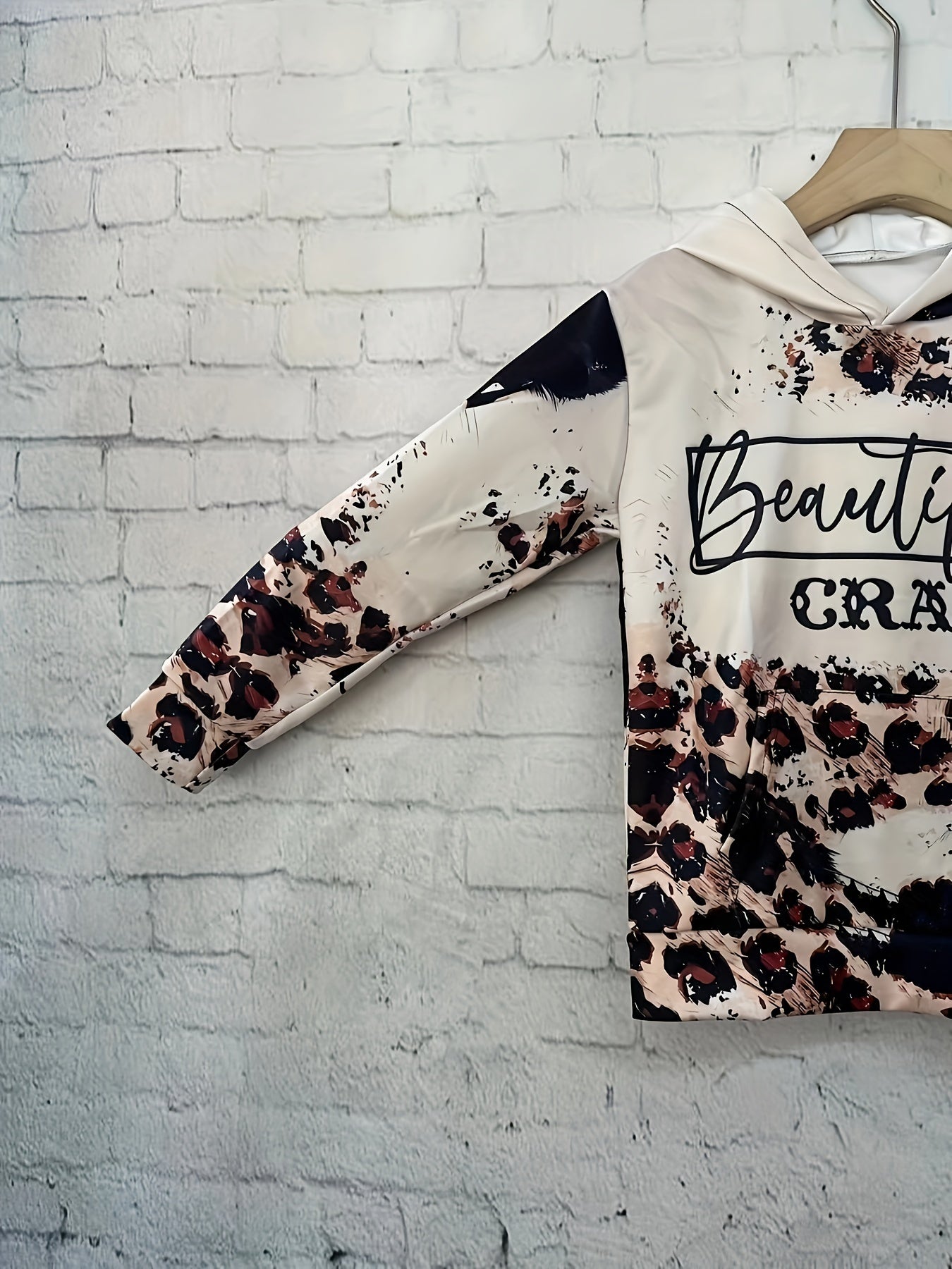 Leopard Print Hoodies Girls Comfy Pullover Kids Clothes