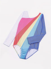 Girls Colorful Gymnastics Jumpsuit Long Sleeve Leotard