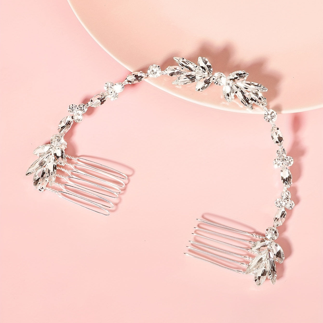 Crystal Hair Comb Bun Hair Headdress Floral Hair Comb Pair Comb Soft Chain Brida