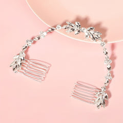 Crystal Hair Comb Bun Hair Headdress Floral Hair Comb Pair Comb Soft Chain Brida
