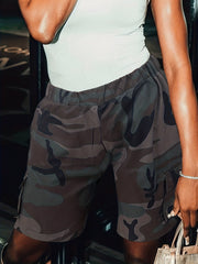 Camo Print Pocket Shorts for Women