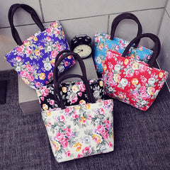 Floral Chinese-Style Women Handbag Canvas Tote Bag Shopping Purse