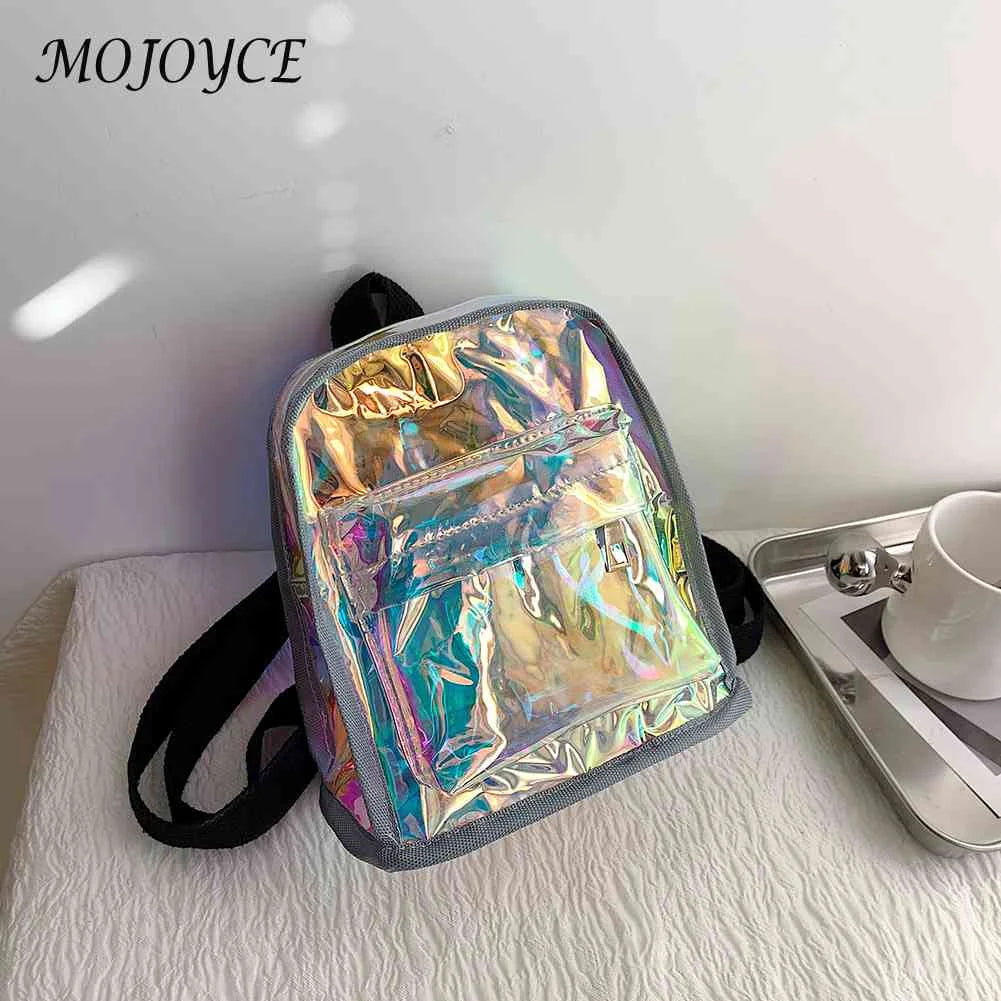 Transparent Backpack PVC Girls School Bag Student Bookbag Beach Rucksack