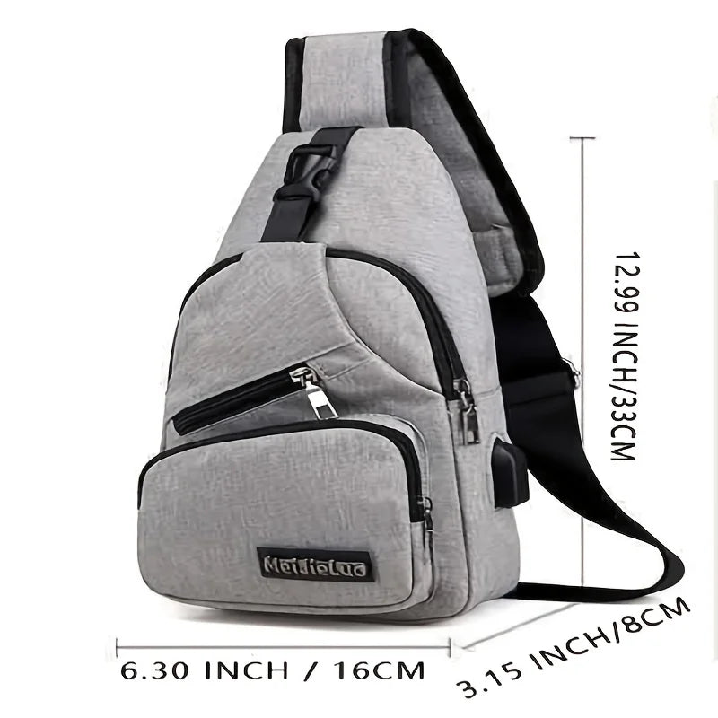 Men's Chest Bag Canvas Messenger Bag Large Capacity Oxford Cloth Shoulder Bag