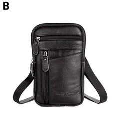 Men Leather Phone Pouch Belt Anti-theft Bag Shoulder Pack Crossbody Zipper Purse