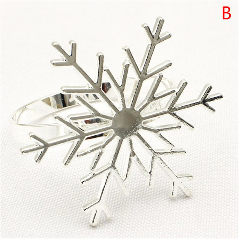 Christmas Snowflake Napkin Rings Table Decor Holder Button Napkin Ring