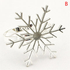 Christmas Snowflake Napkin Rings Table Decor Holder Button Napkin Ring