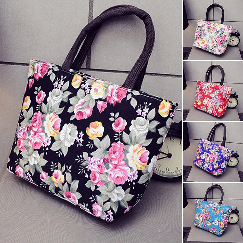 Floral Women Handbag Canvas Casual Tote Bag Shopping Bag
