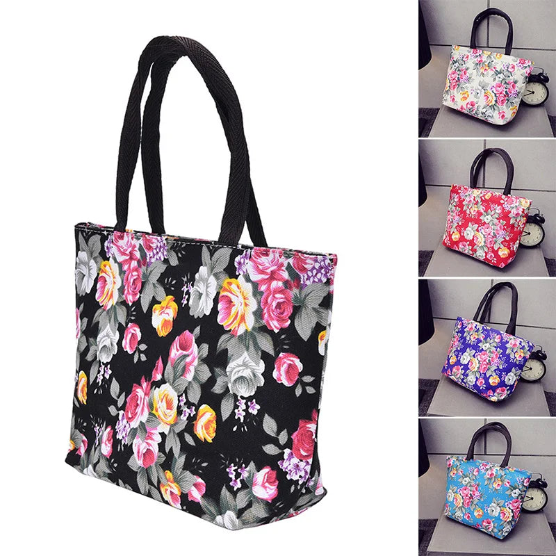 Floral Women Handbag Canvas Casual Tote Bag Shopping Bag