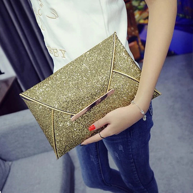 Ladies Evening Party Sequins Envelope Bag Purse Clutch Handbag