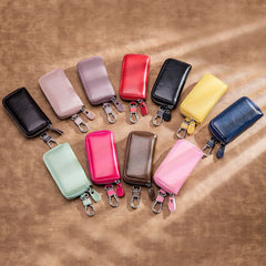 Mini Portable PU Leather Car Key Holder Organizer Pouch Zipper Key Case