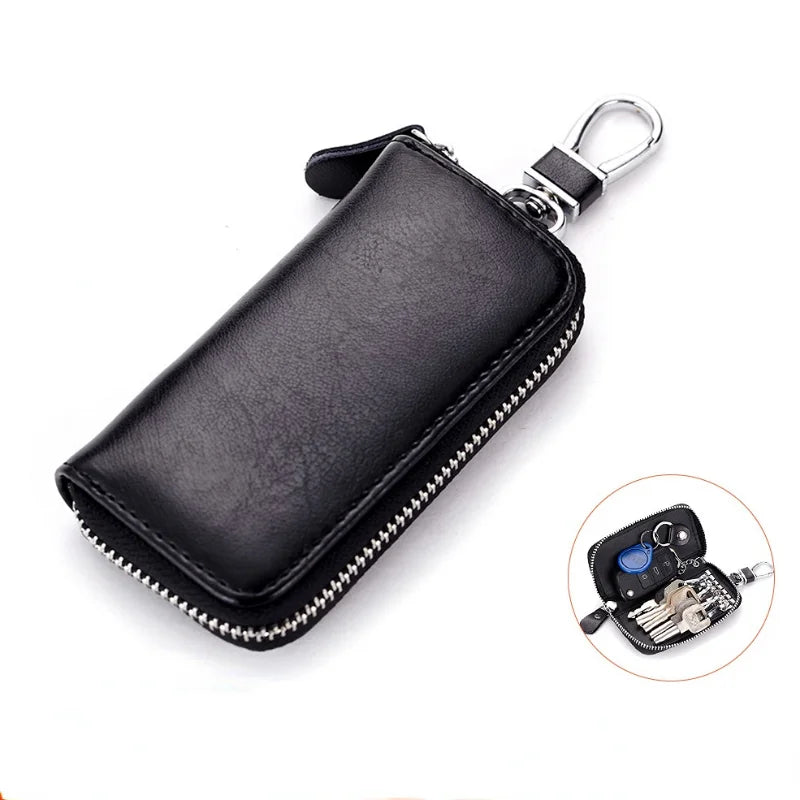 Mini Portable PU Leather Car Key Holder Organizer Pouch Zipper Key Case