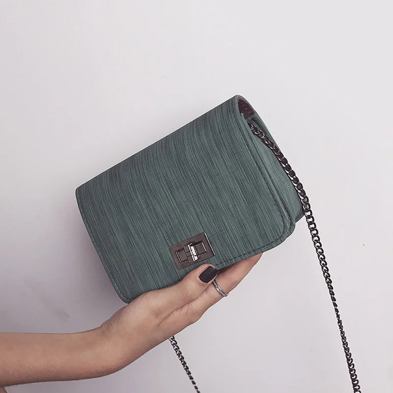 Women Chain Crossbody Bag Small Shoulder Bag PU Buckle B88