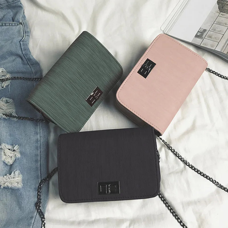 Women Chain Crossbody Bag Small Shoulder Bag PU Buckle B88