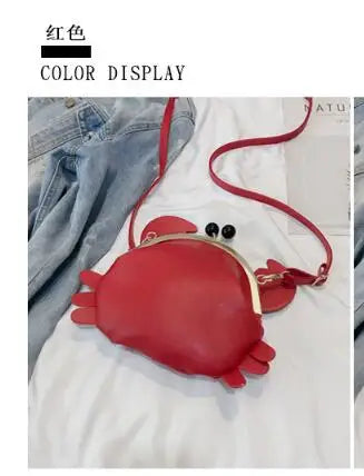 Red Crab Shape PU Leather Crossbody Mini Messenger Bag