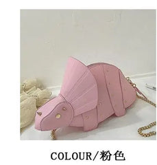Women Dinosaur Shape Rivet Chain Crossbody Shoulder Bag