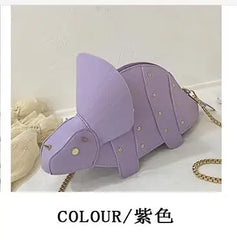 Women Dinosaur Shape Rivet Chain Crossbody Shoulder Bag