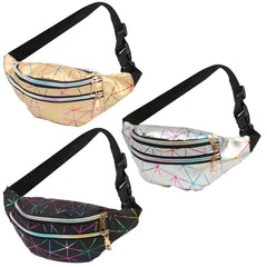Holographic Waist Pack Bags Glitter Fanny Pack Waterproof Belt Bag