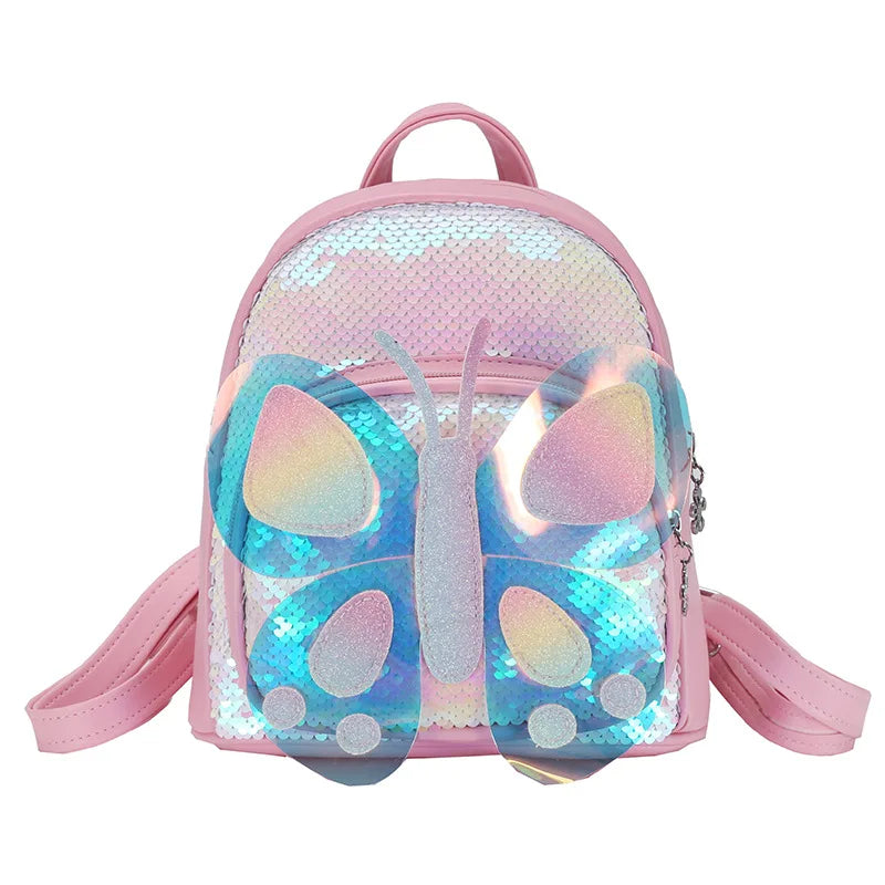 Kids Sequin Butterfly Schoolbag Water Proof Cartoon Backpack
