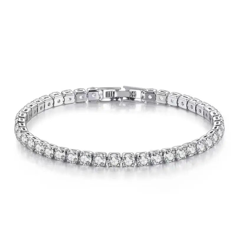 2-6.5mm Moissanite Tennis Bracelet Platinum Plated 925 Sterling Silver