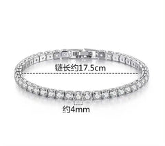 2-6.5mm Moissanite Tennis Bracelet Platinum Plated 925 Sterling Silver