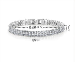 2-6.5mm Moissanite Tennis Bracelet Platinum Plated 925 Sterling Silver
