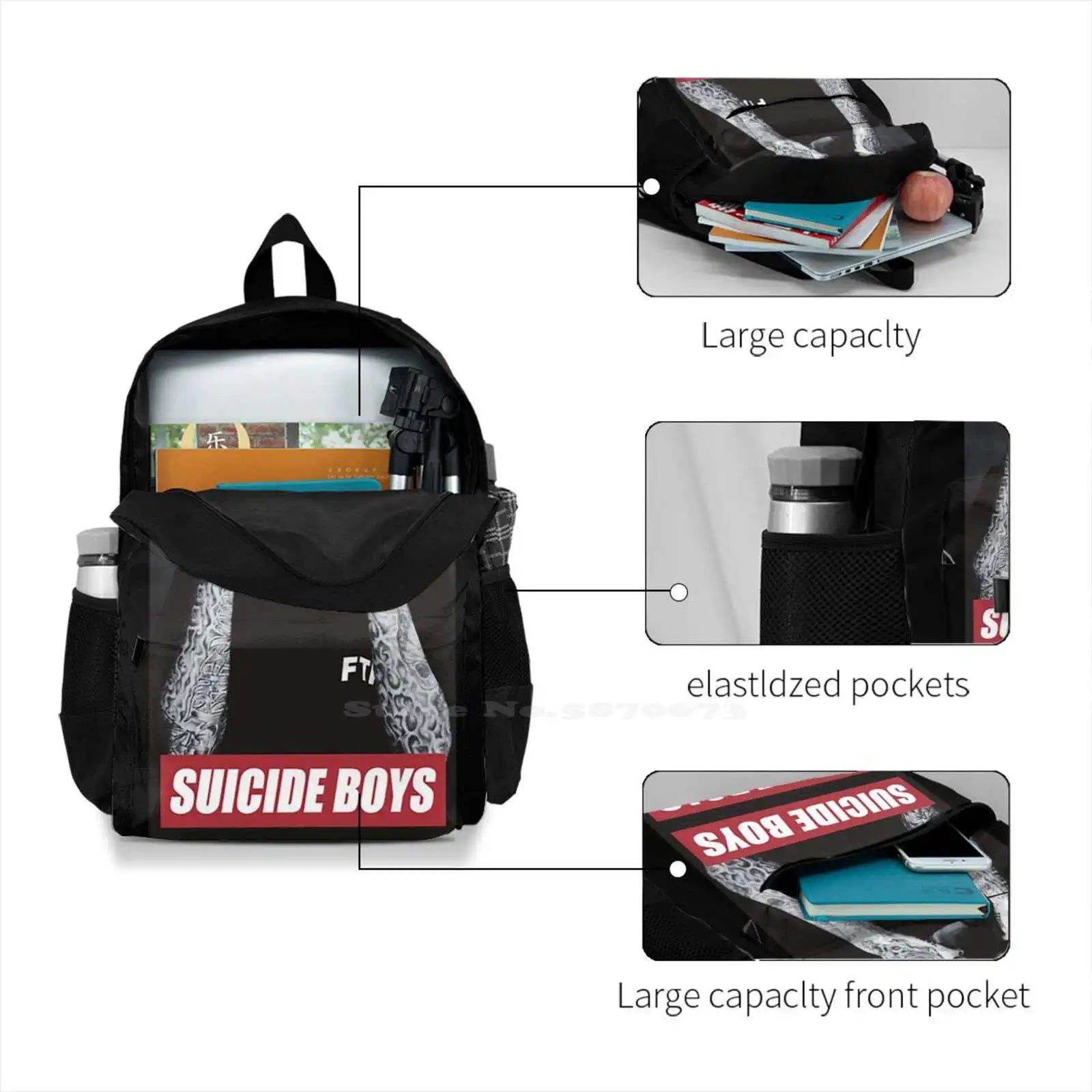 Backpack for Student School Laptop Travel Bag Suicde Boys Hip Hop Rapper