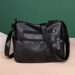 Women's Multi-pocket Shoulder Bag Retro Flower Print Crossbody Bag