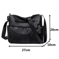 Women's Multi-pocket Shoulder Bag Retro Flower Print Crossbody Bag