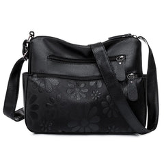 Women's Multi-pocket Shoulder Bag Retro Flower Print Crossbody Bag