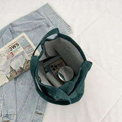 Corduroy Women's Shoulder Bag Large Capacity Retro Canvas Handbag