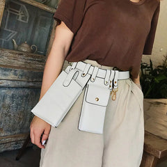 Hip Hop Women Belt Bag Streetwear PU Leather Crossbody Chest Bag Female Purse