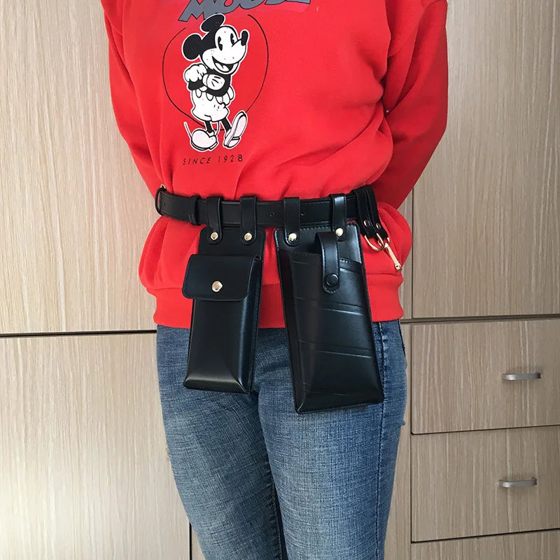 Hip Hop Women Belt Bag Streetwear PU Leather Crossbody Chest Bag Female Purse