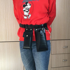 Hip Hop Women Belt Bag Streetwear PU Leather Crossbody Chest Bag Female Purse
